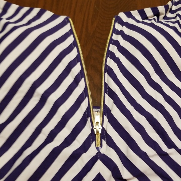Sea Angel blue white striped gold zipper F122:8:11 - Picture 2 of 8